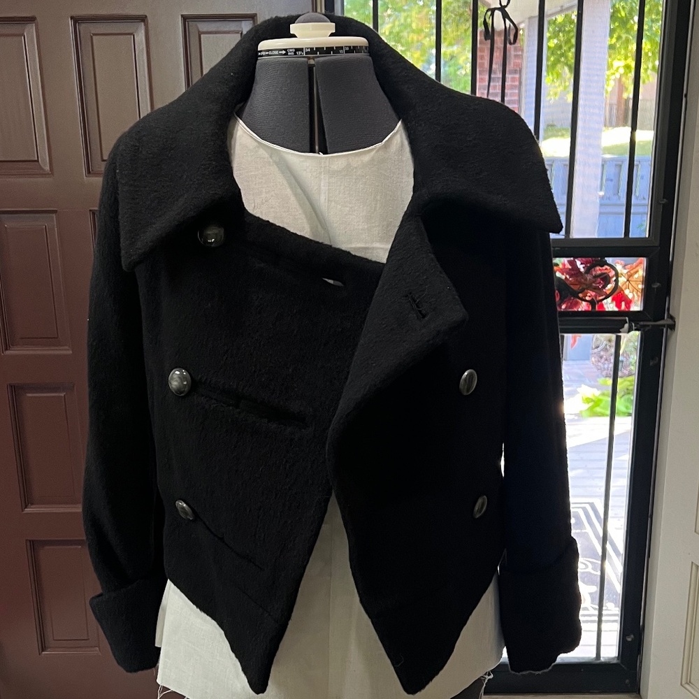 DVF Ladybird Short Trench Jacket - Black Size 6 - Wool/Alpaca mix